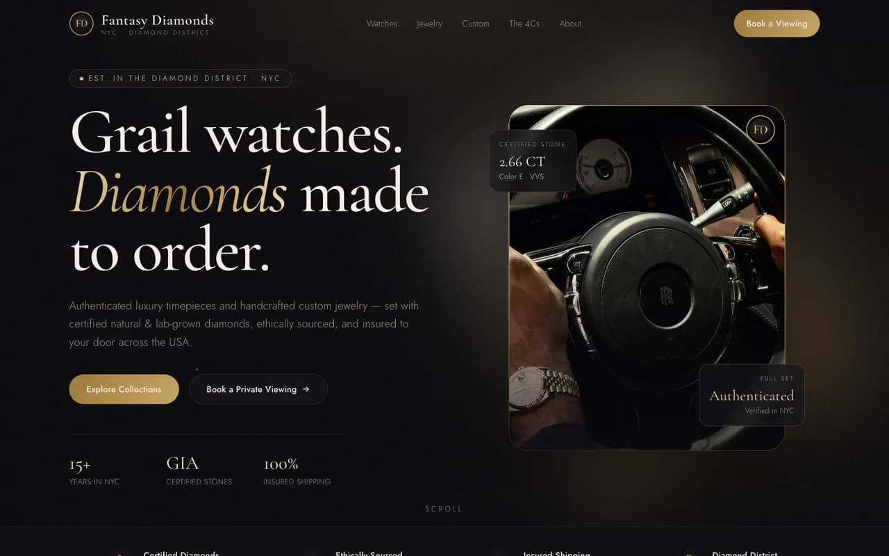 Fantasy Diamonds, live site
