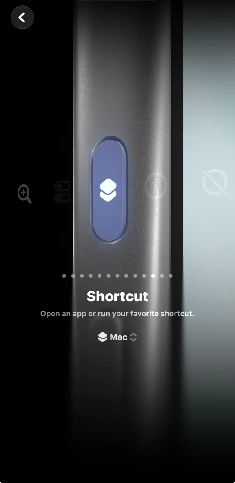 iPhone Action Button bound to the Shortcut named Mac.
