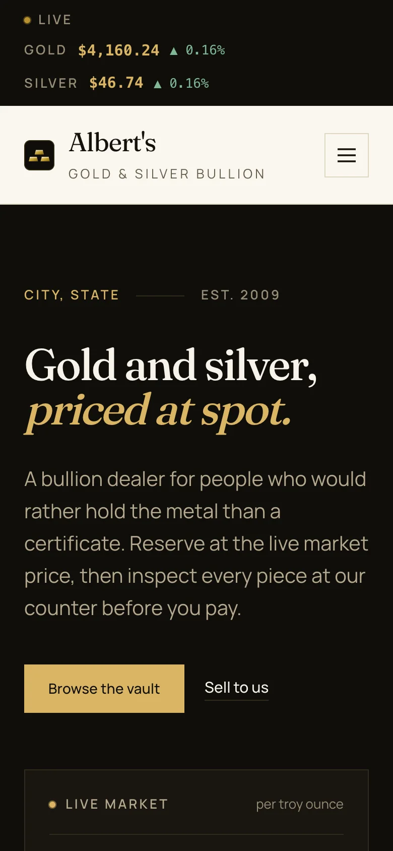Albert's Gold and Silver on a phone